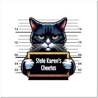 Cat Mugshot: Stole Karen's Cheetos 😼 Funny Cat Posters and Art